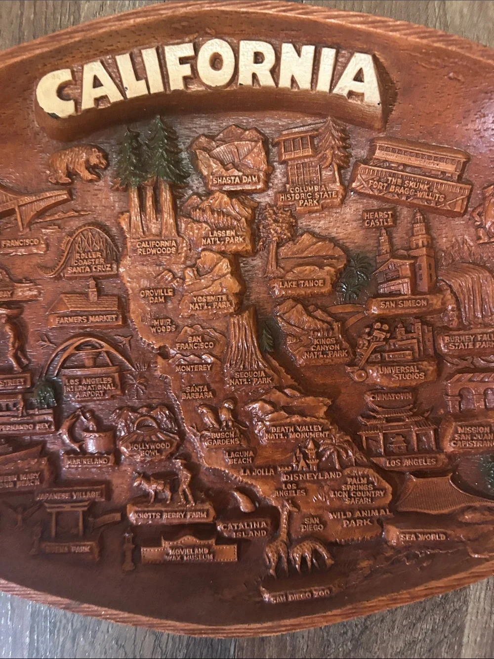 Vintage Asmco California Embossed Leather Trinket tray wall decor also’